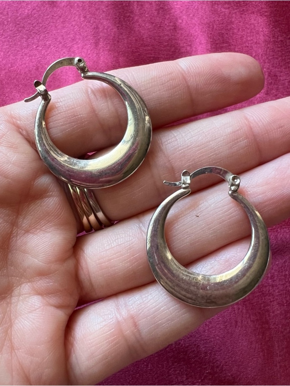 925 Sterling Silver Crescent Hoop Earrings - Silver Women Jewelry